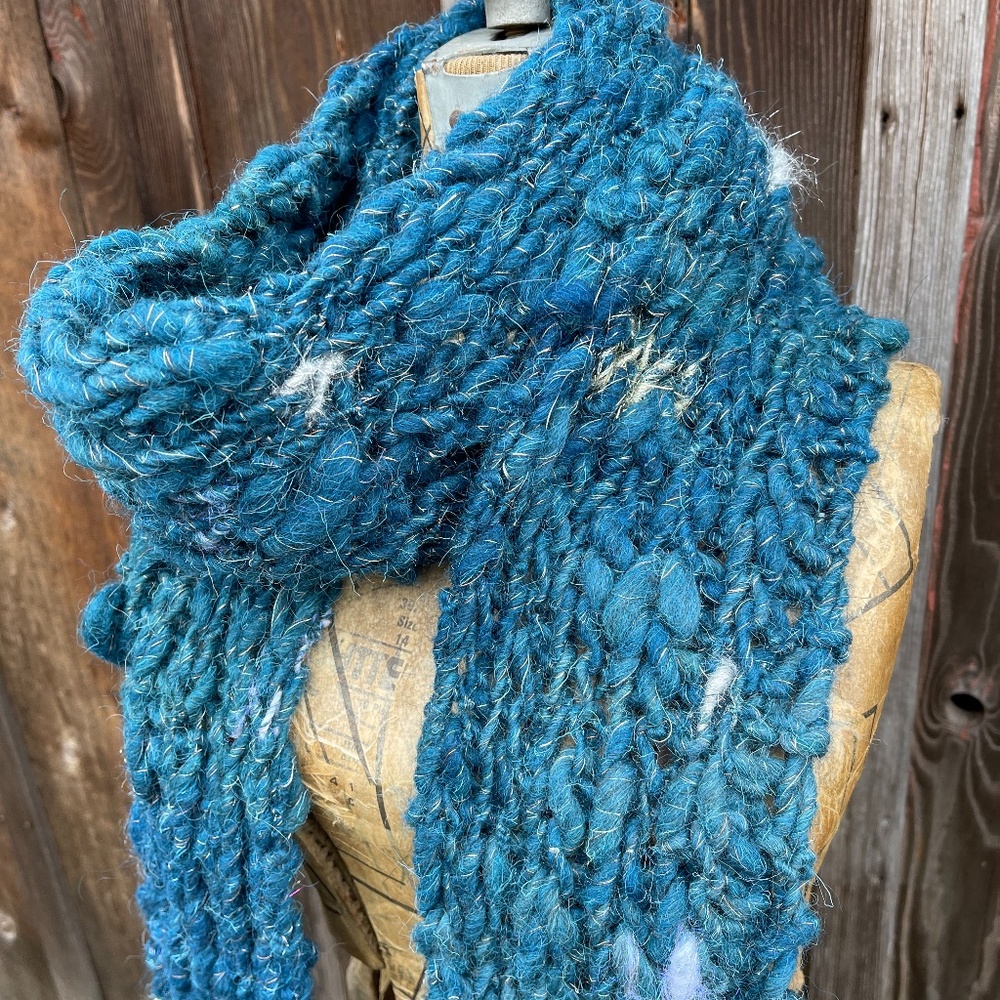 Handmade Wool Blue Scarf